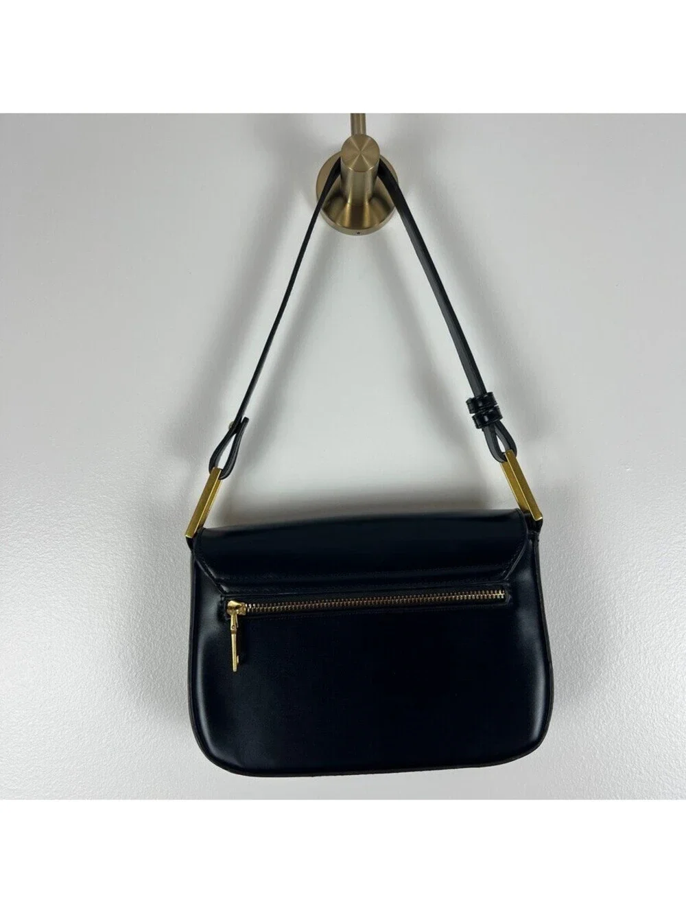 Madison West Black Faux Leather Shoulder Bag Gold Hardware NWOT Chic Purse